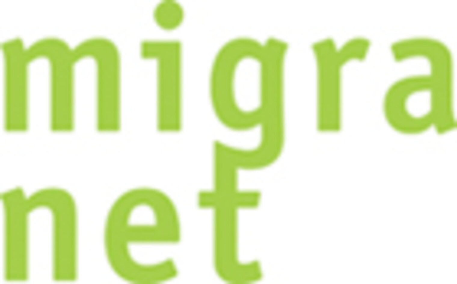 Logo mit grünem Schriftzug "Migranet"